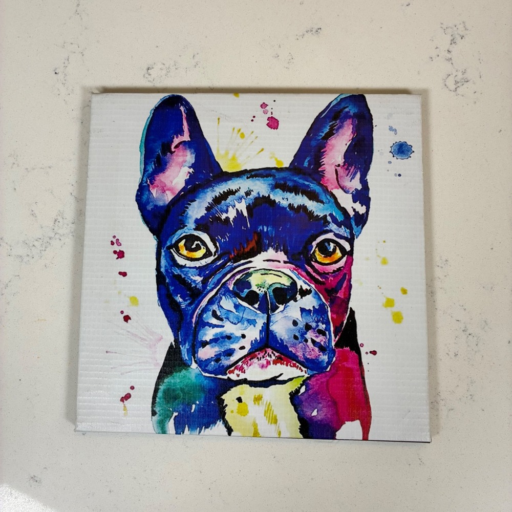 French Bulldog Canvas Art 8x8 Multicolor Watercolor Pop Art Frenchie Dog Art Pet